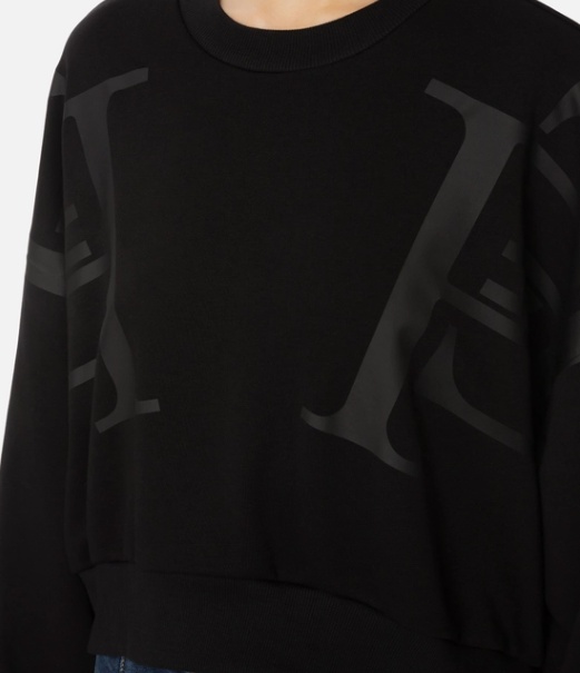 Elisabetta Franchi Cotton Short Sweatshirt In Black