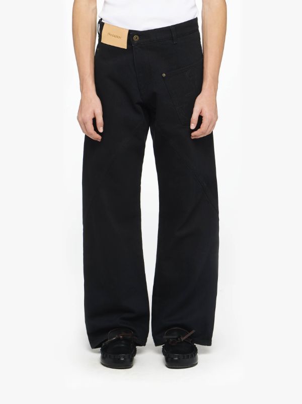 Jw Anderson Twisted Workwear Denim Jeans In Black