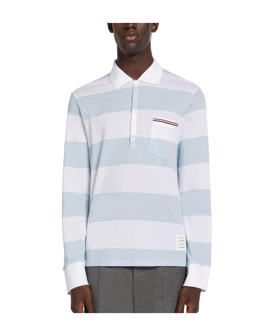 Thom Browne Stripe Polo Shirt In White