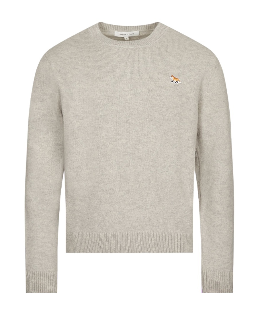 Maison Kitsuné Fox-patch Wool Jumper In Nude