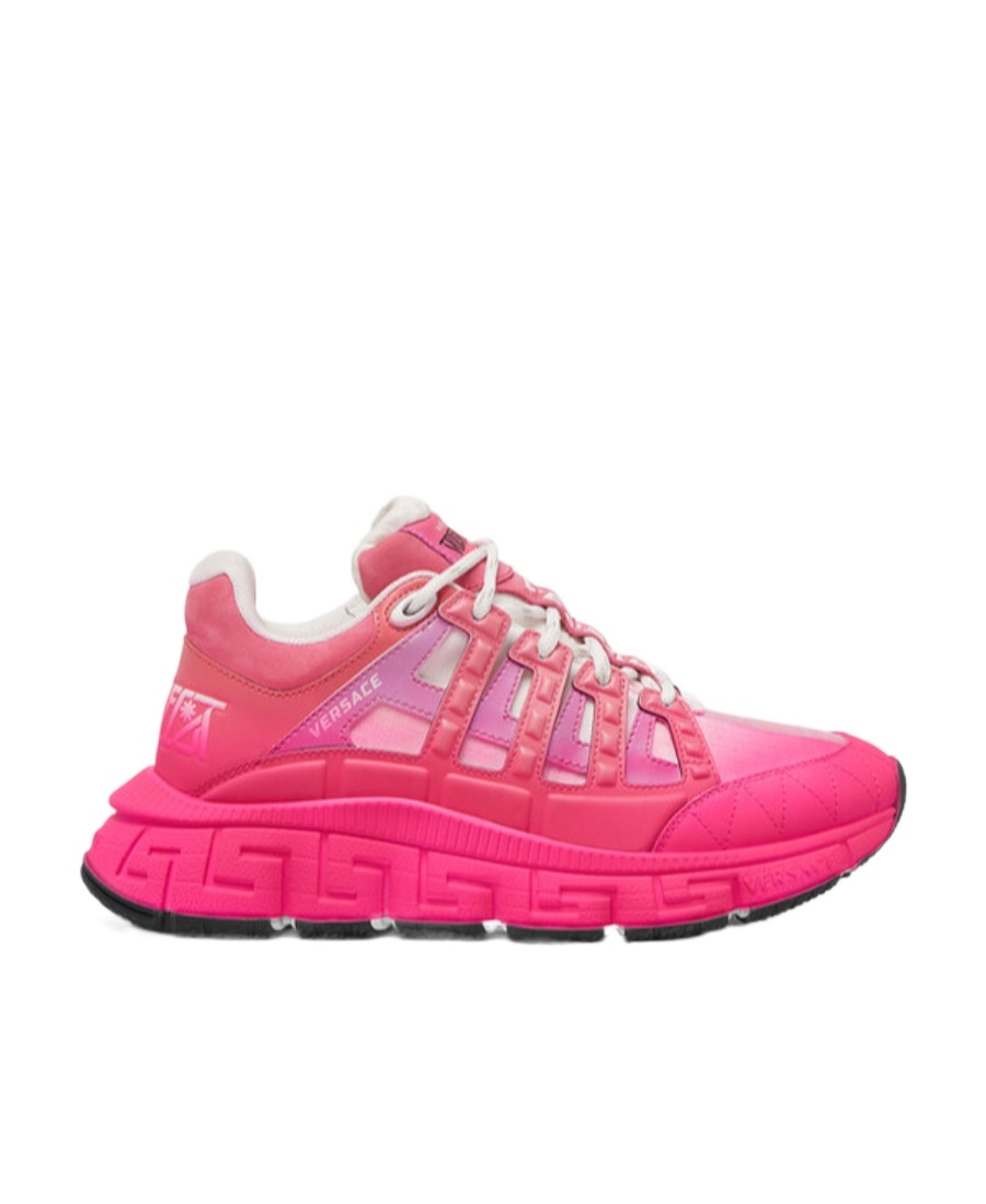 Versace Trigreca Leather Sneakers In Pink