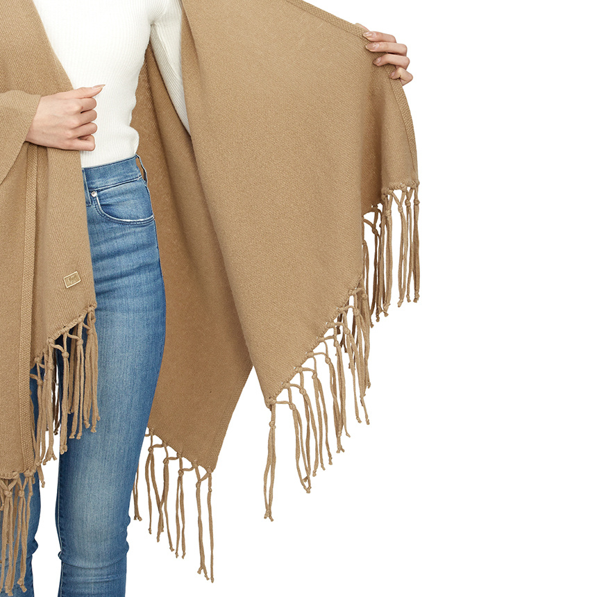 Weekend Max Mara Fringed Cape In Nude