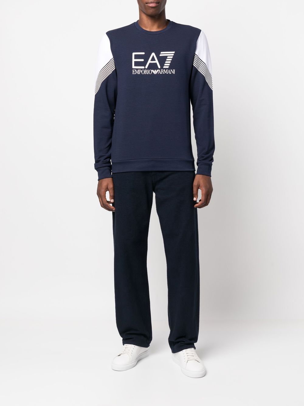 Ea7 Logo-print Crew-neck Sweatshirt In Black