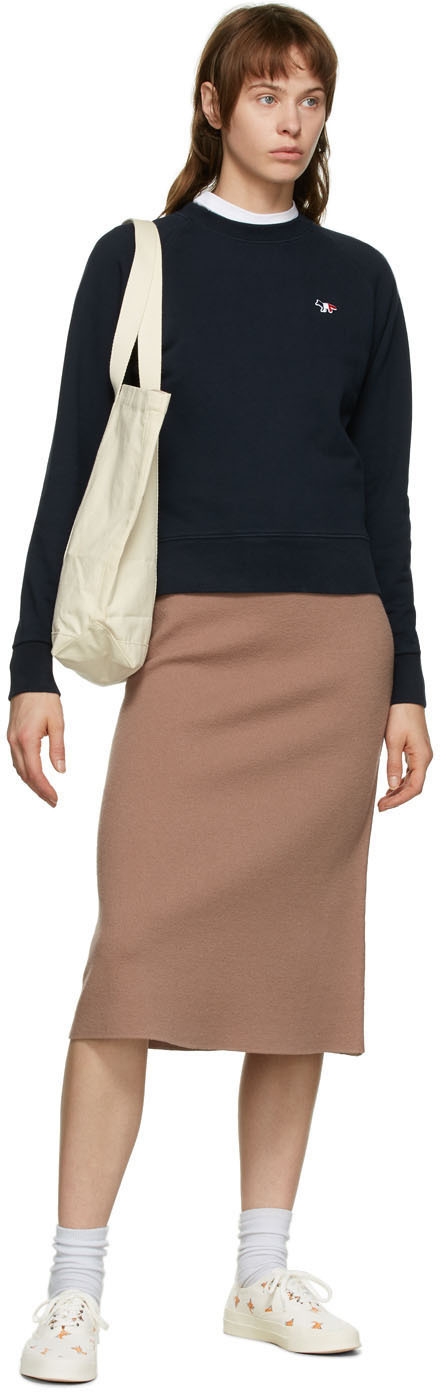 Shop Maison Kitsuné Logo Round-neck Sweater