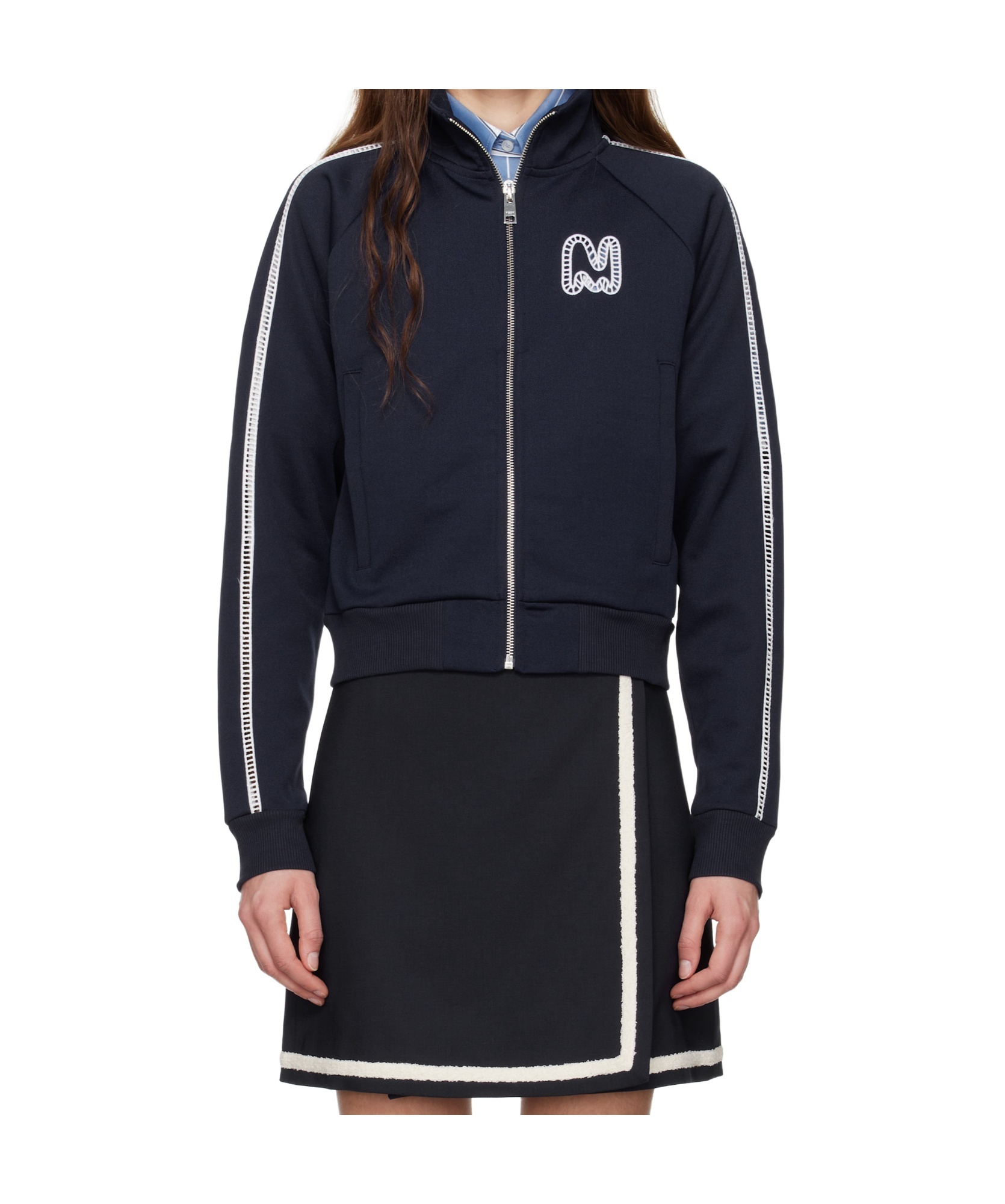 Msgm Navy Logo Track Jacket In Blue
