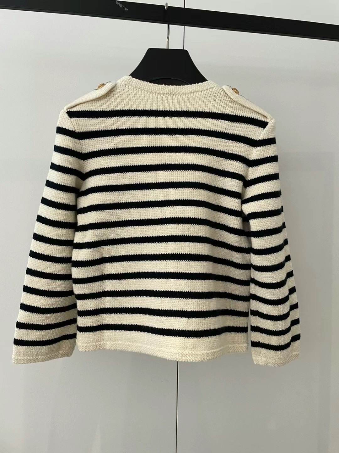 Celine Striped Knitted Cardigan In White