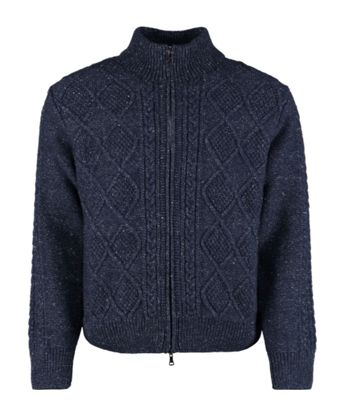 Paul & Shark Long-sleeved Knitted Cardigan In Black