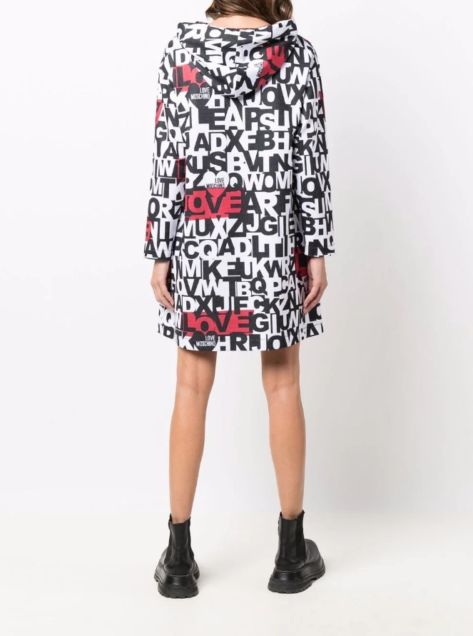 Moschino Logo-print Hoodie Dress In Black
