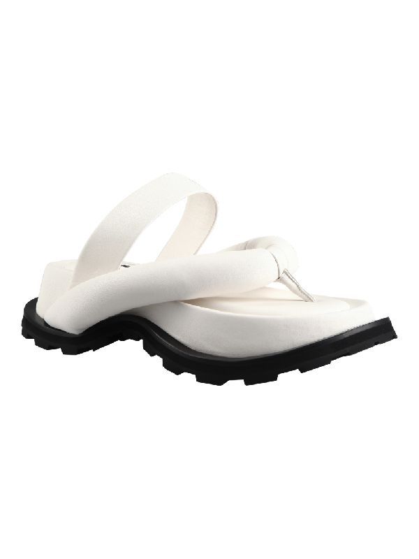 Jil Sander Platform Leather Sandals In White