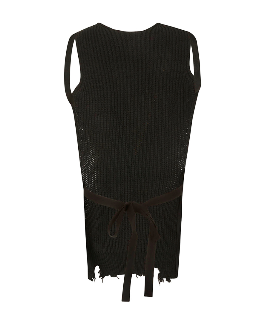 Mm6 Maison Margiela Square Open Back Wool Top In Black