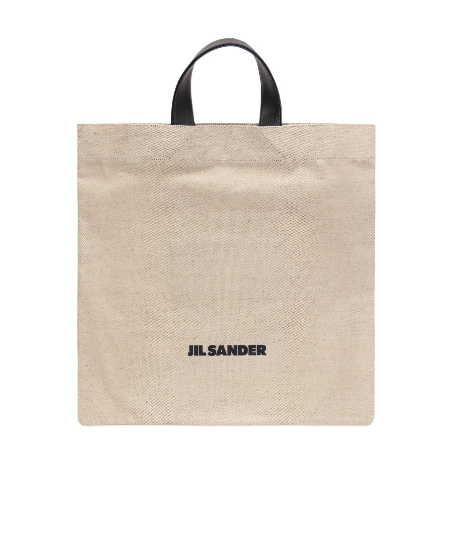 Jil Sander Logo Printed Square Shape Tote Bag In Nude