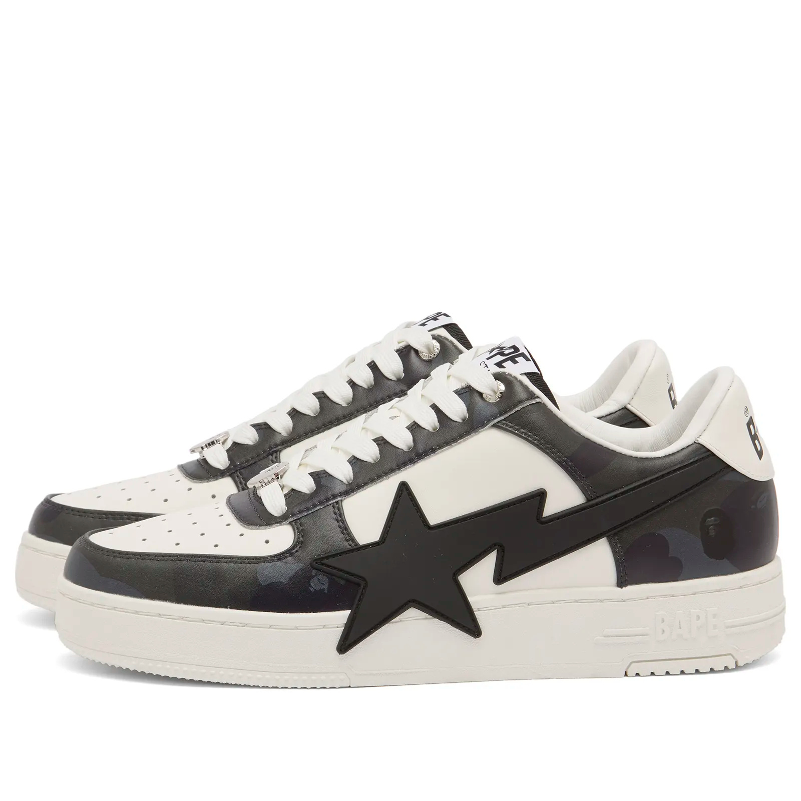 A Bathing Ape Round Toe Sneakers In Black