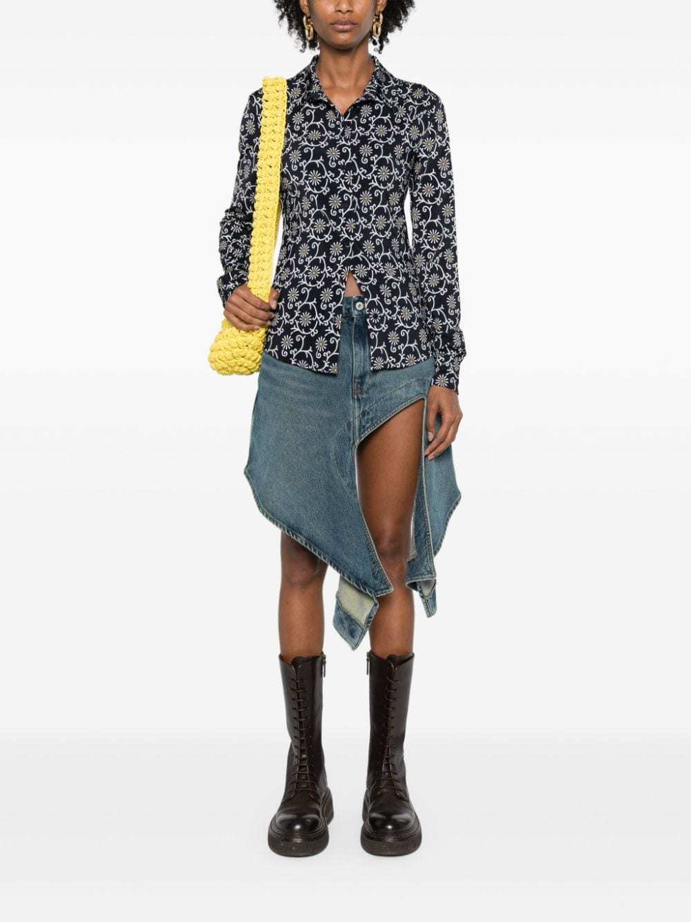 Kenzo Floral Print Long Sleeve Top In Black