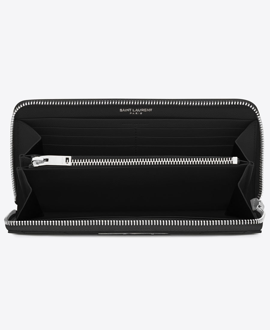 Saint Laurent Ysl Small Envelope Leather Wallet On Chain In Black