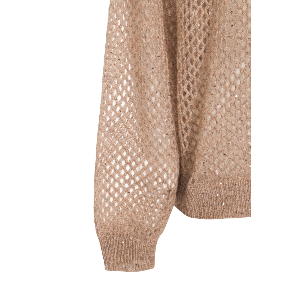 Brunello Cucinelli Rustic Dazzling Net Sweaters And Cardigans Beige