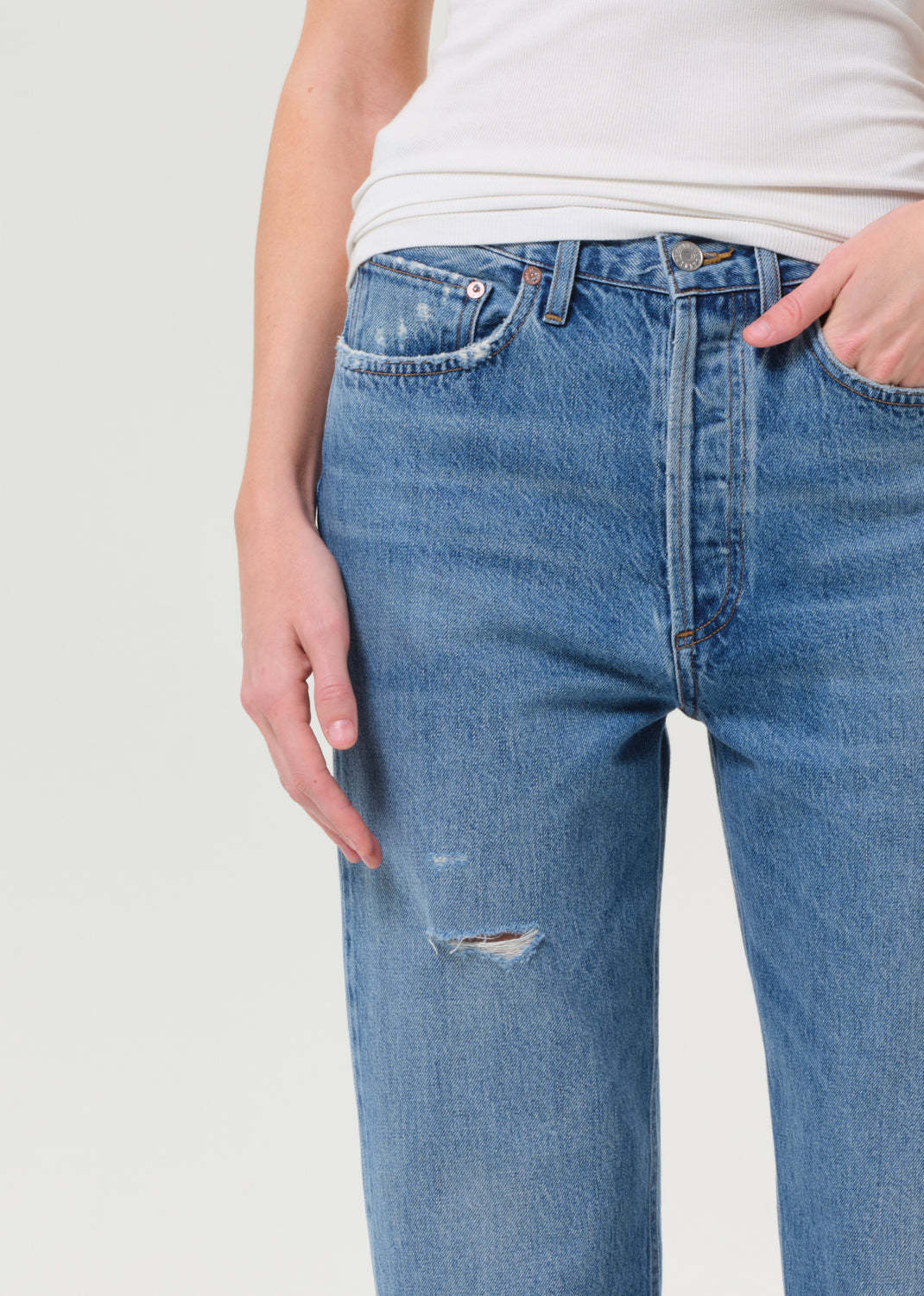 Agolde 90's Crop Mid Rise Straight Jeans In Shrine