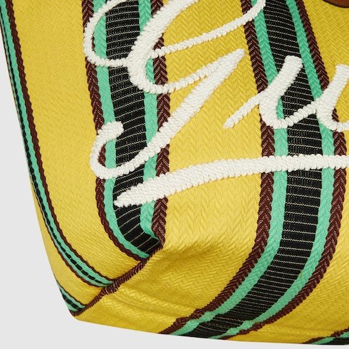 Gucci Embroidered Medium Canvas Tote Bag