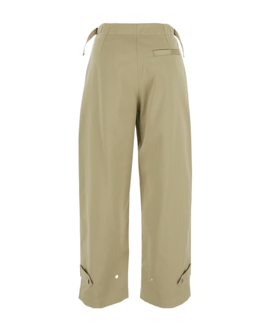 Burberry Adjustable Straps Wide-leg Cotton Pant In Green