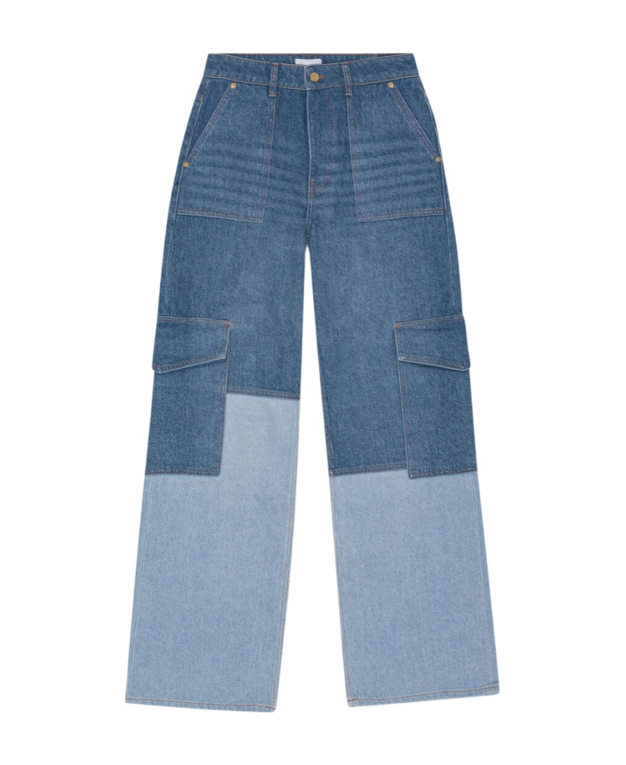 Ganni Womens Mid Blue Vintage Cutline Straight-leg High-rise Organic-denim Trousers In Blue