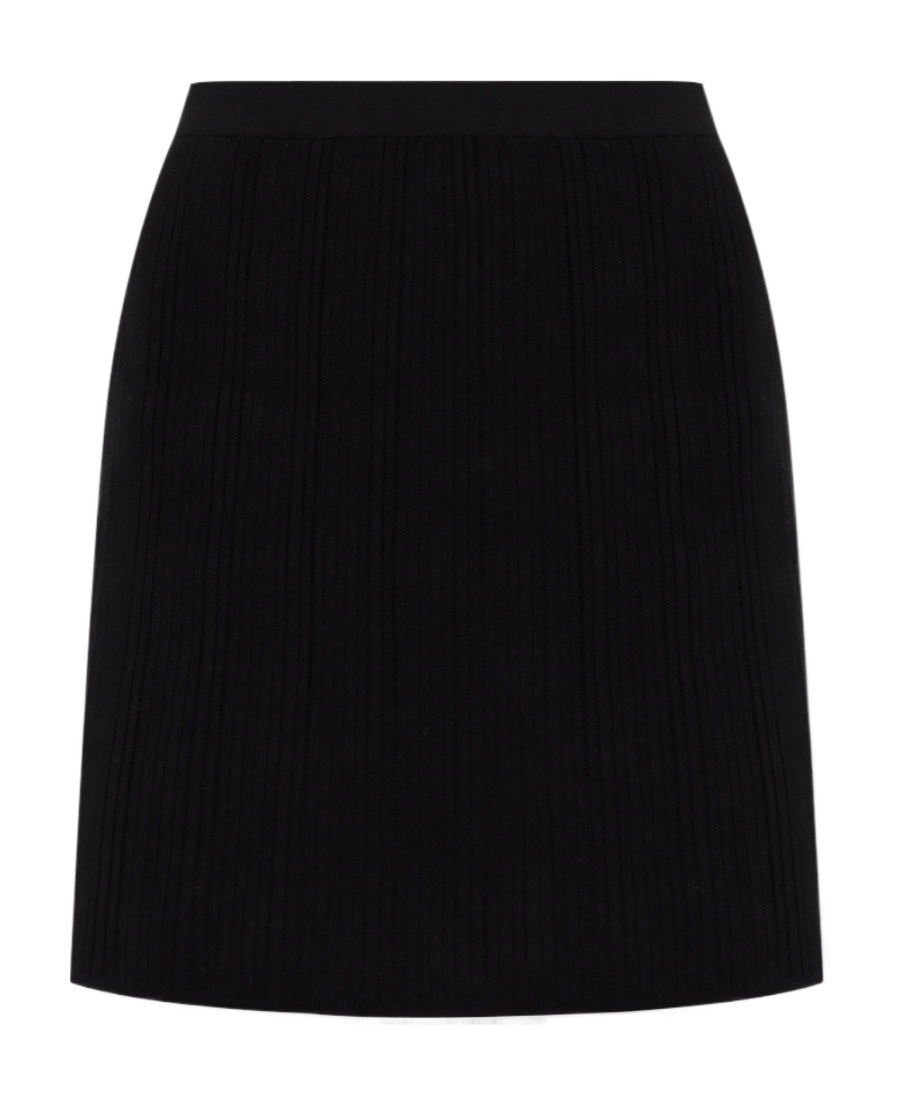 Theory Ribbed-knit Cotton Skirt In Black