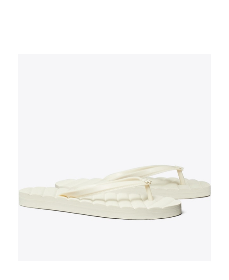Tory Burch Logo Plaque Open Toe Slides In White
