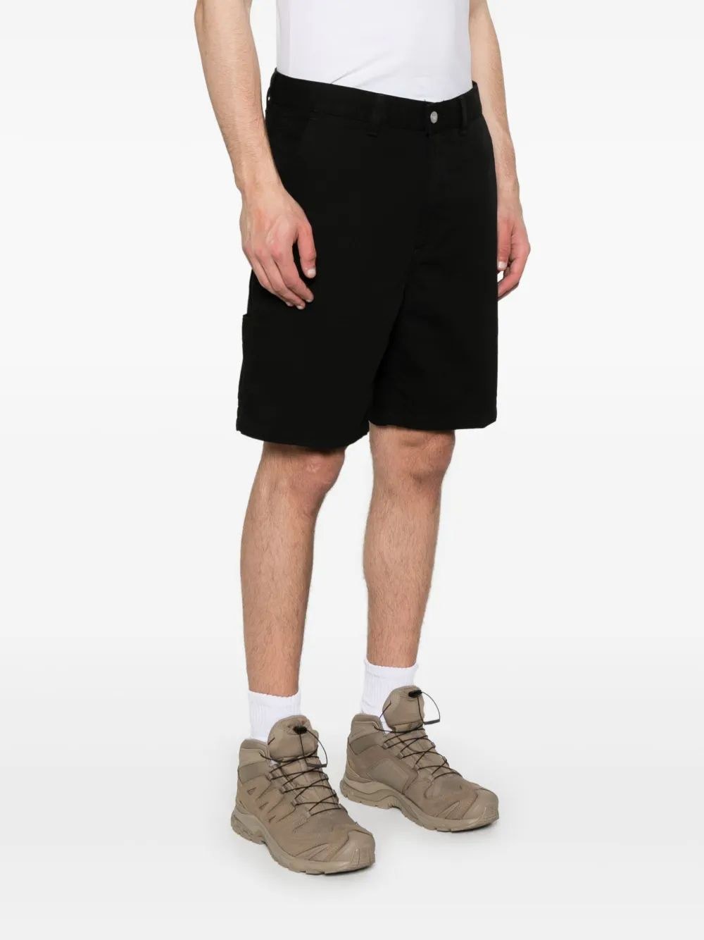 Carhartt Wip Walter Single Knee Logo-patch Shorts In Black