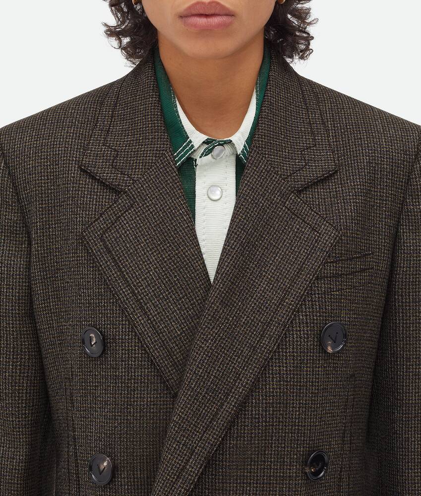 Shop Bottega Veneta Houndstooth Wool Jacket With Label In Black