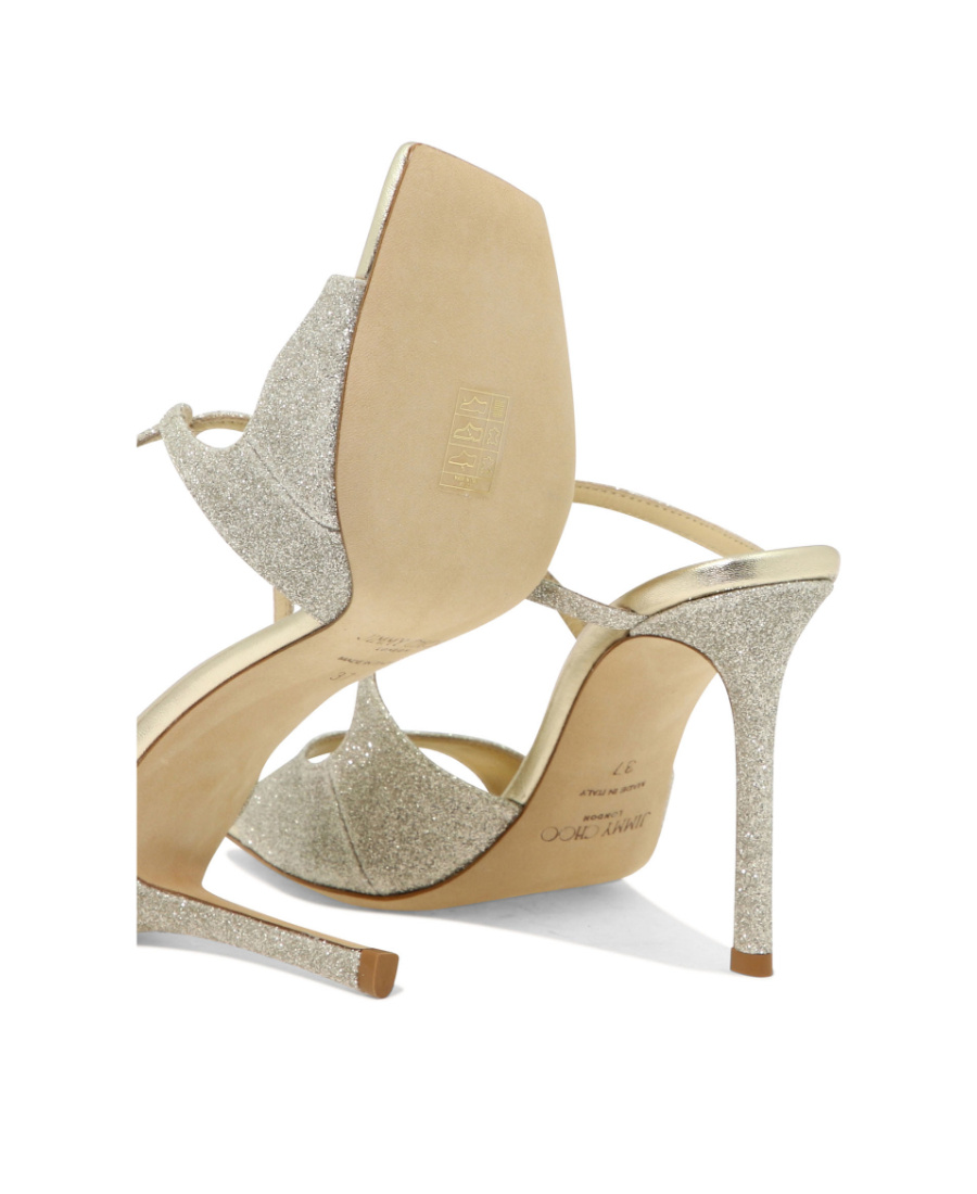 Jimmy Choo Anise 95 Glittered Mules In Gold