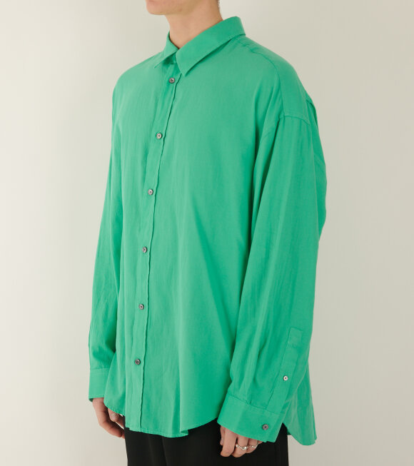 Acne Studios Lapel Long-sleeved Shirt In Green
