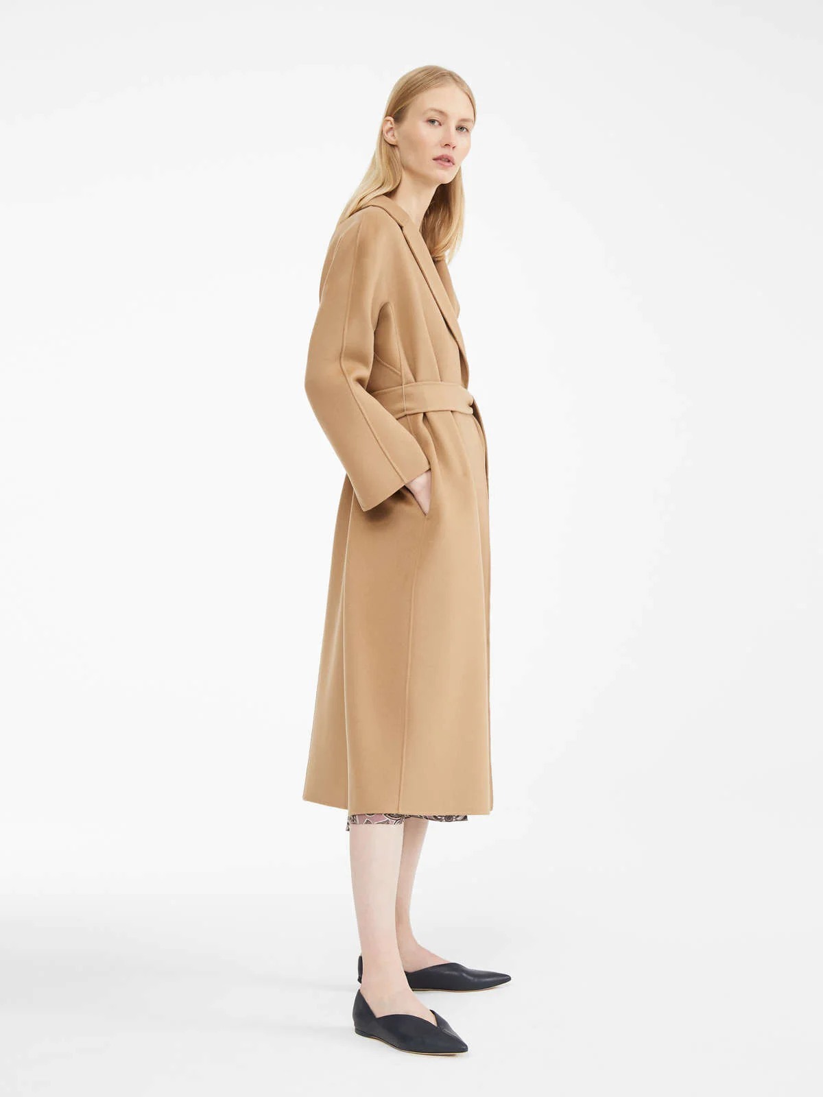 Max Mara Esturia Strap-lined Long Wool Coat In Brown