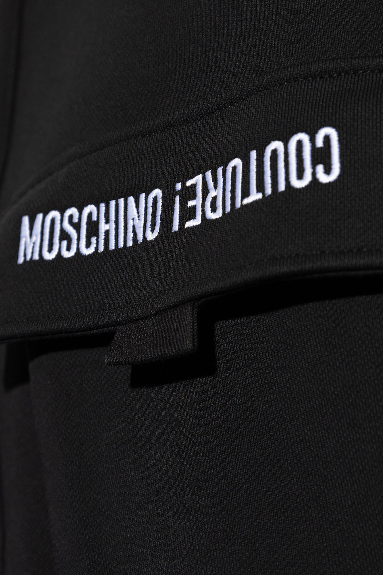 Moschino Logo Embroidered Turtleneck Sweatshirt In Black