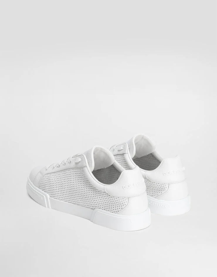 Dolce & Gabbana Portofino Perforated Low-top Sneakers In White