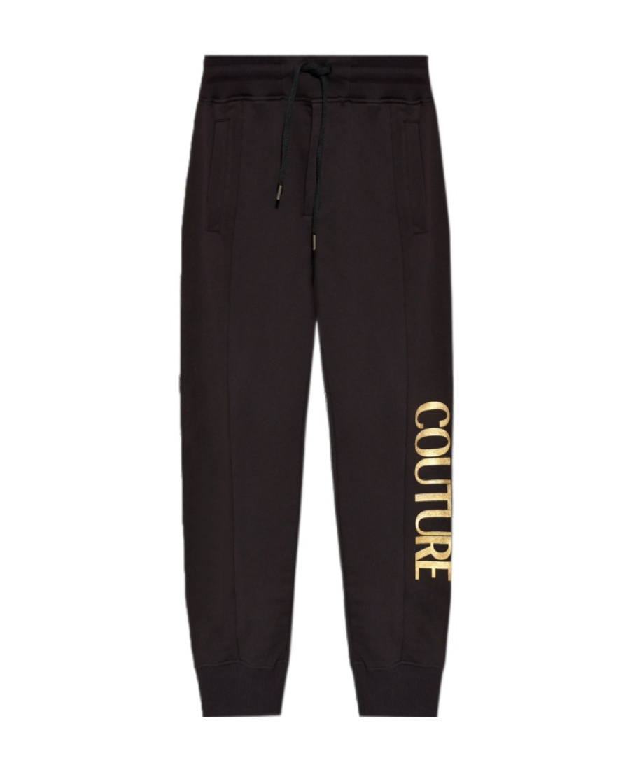 Versace Jeans Logo-print Cotton Track Pants In Black