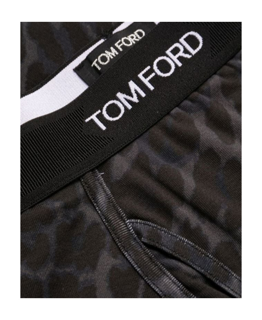 Tom Ford Leopard-print Stretch-cotton Boxers Briefs In Black
