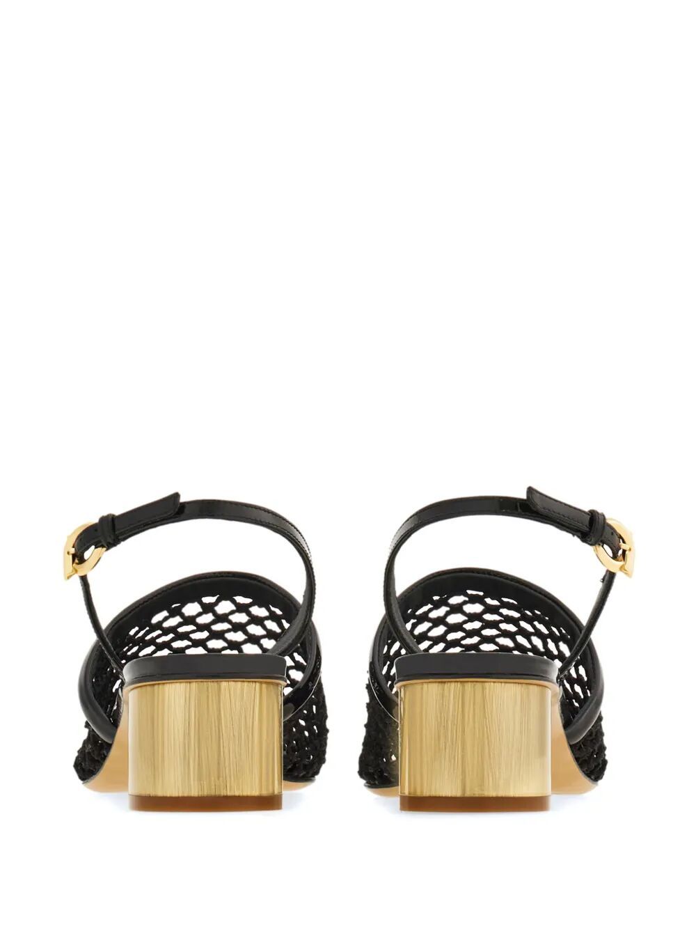 Ferragamo Mesh Open-heeled Shoes In Black