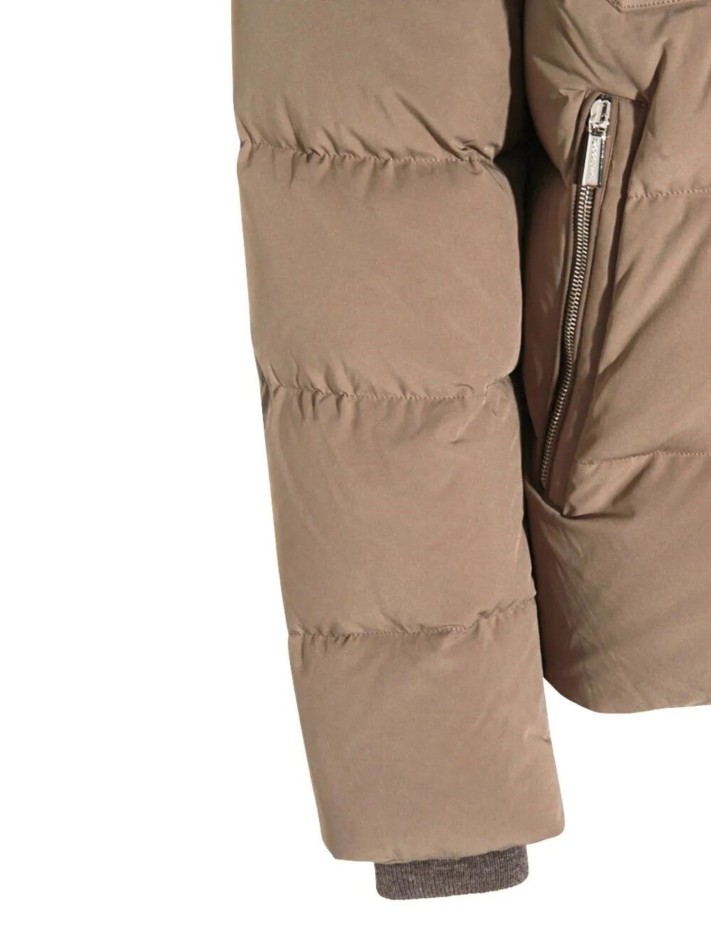 Moorer High Collar Long Sleeve Cotton Coat In Brown