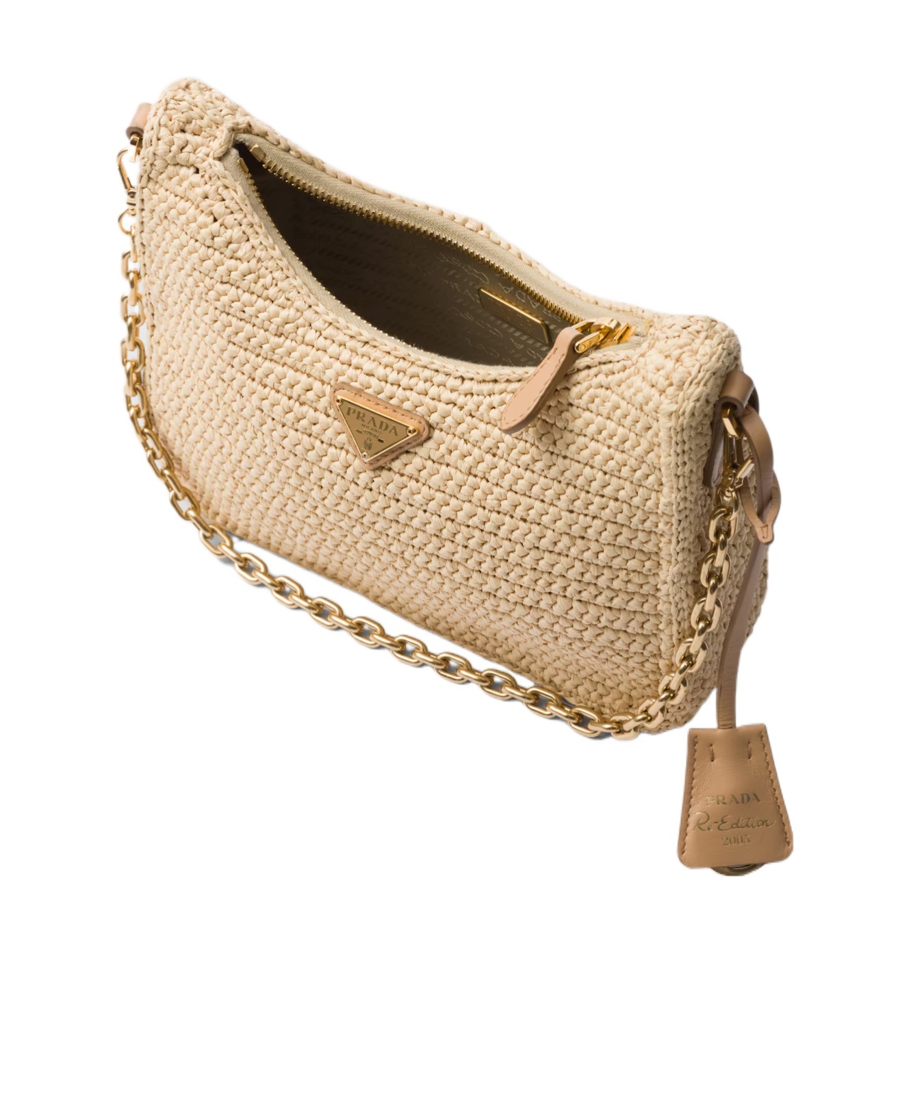 Prada Re-edition 2005 Crochet Bag In Neutral Color