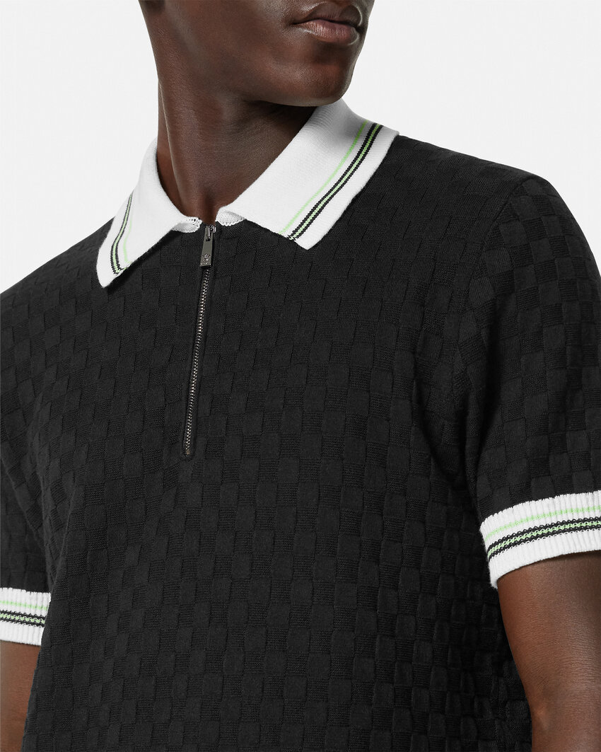 Versace Poloshirt Mit Reissverschluss In Black