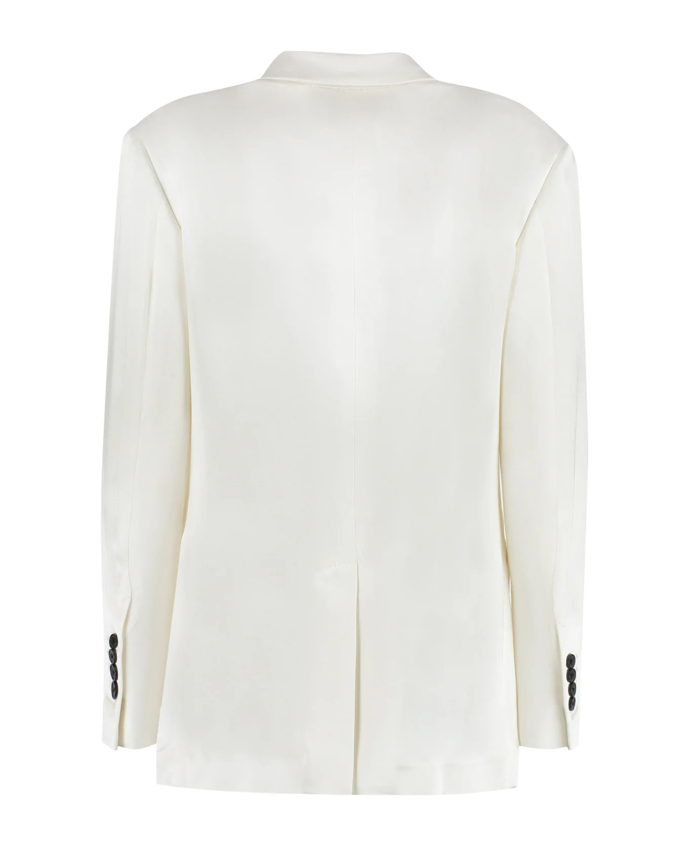Tom Ford Fluid Double-breasted Satin Blazer In White