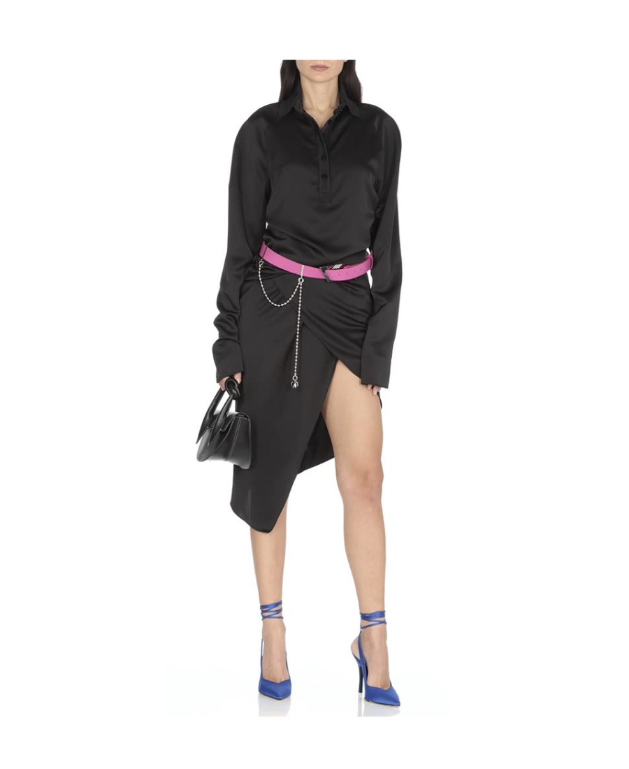 Attico Chain-embellished Leather Belt In Pink