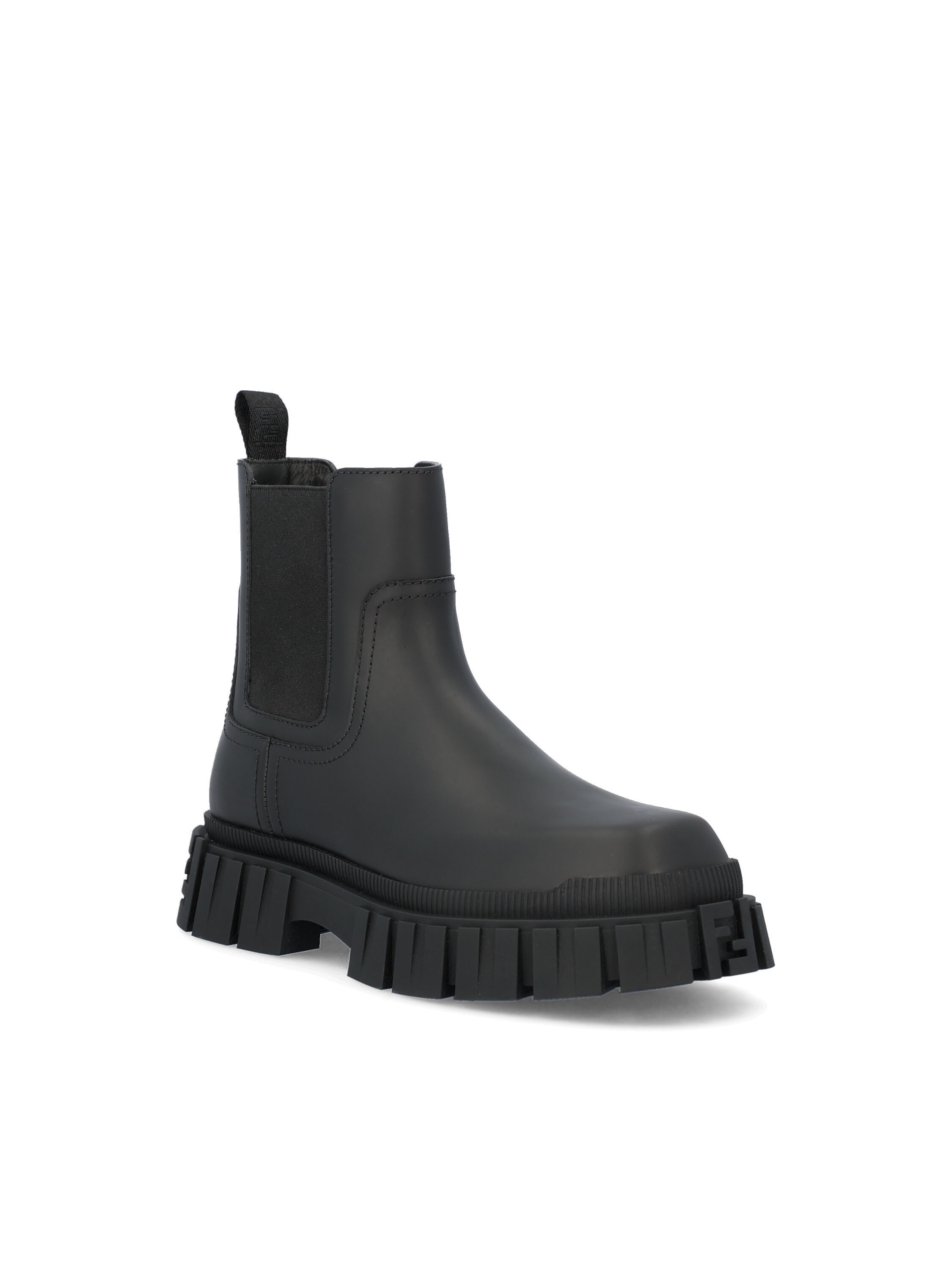 Fendi Leather Slip-on Ankle Boots In Black