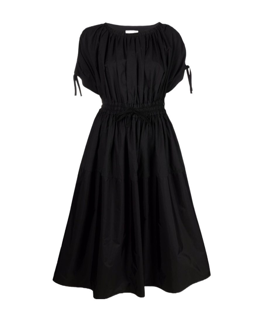 Moncler Drawstring-waist Cotton Dress In Black