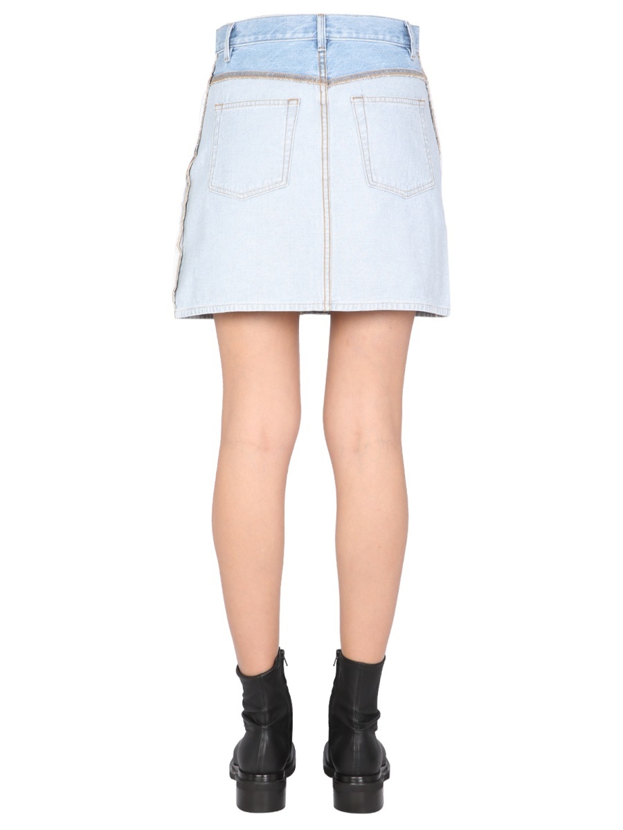 Helmut Lang Inside Out Denim Mini Skirt In White