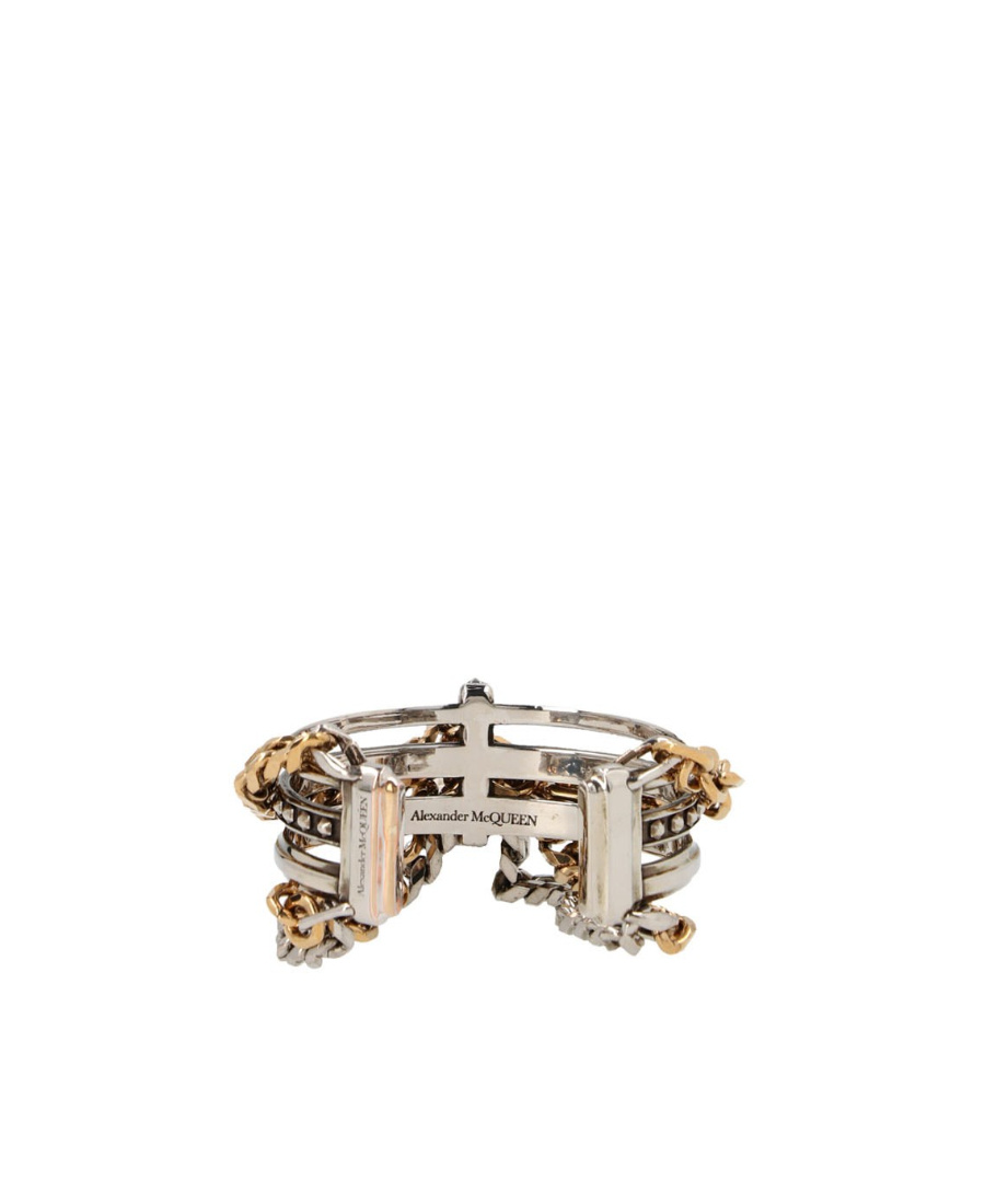 Alexander Mcqueen Multi-chain Cuff Bracelet In Yellow