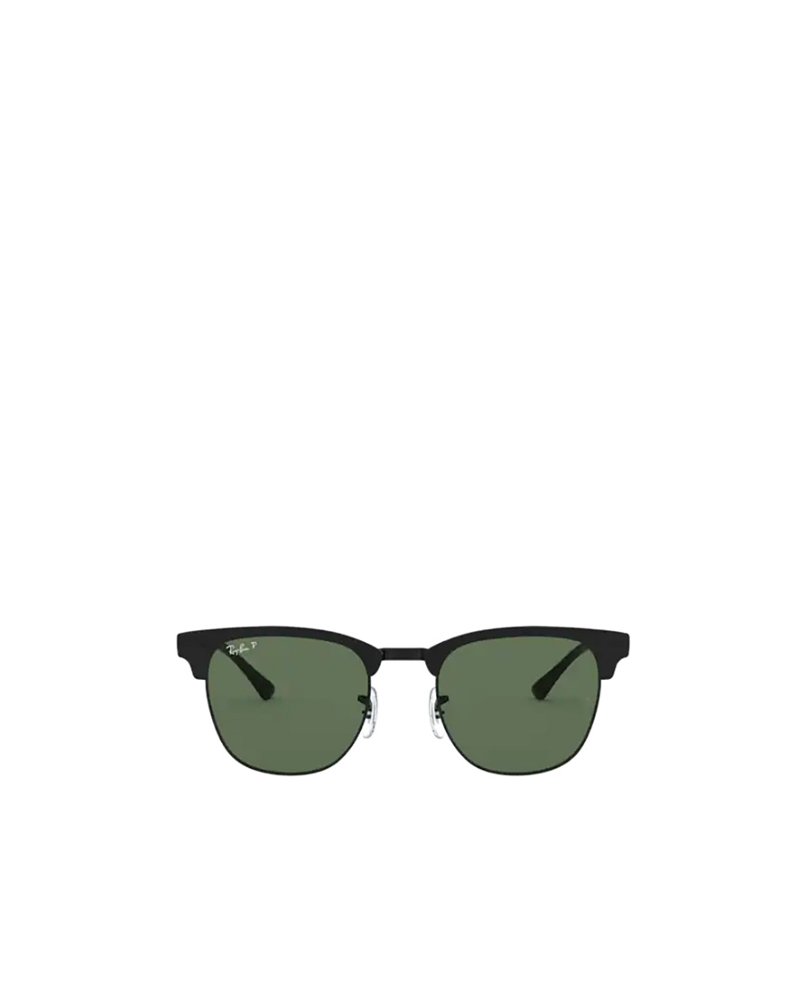 Ray Ban Clubmaster Metal Sunglasses Black Frame Green Lenses Polarized 51-21 In Green