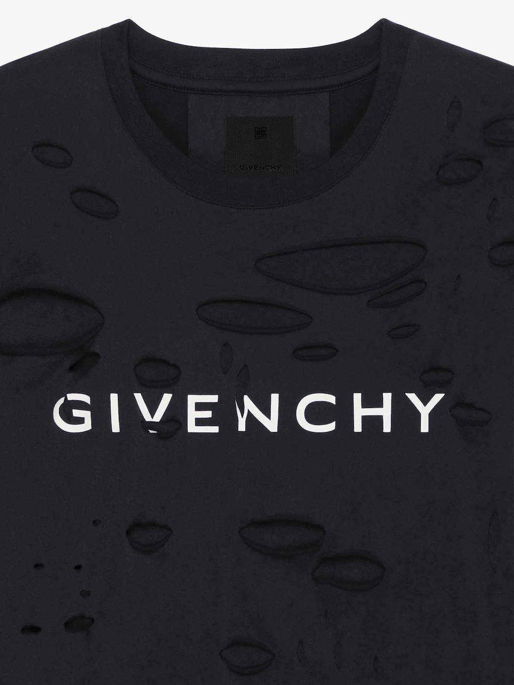 Givenchy Logo-print Ripped T-shirt In Black