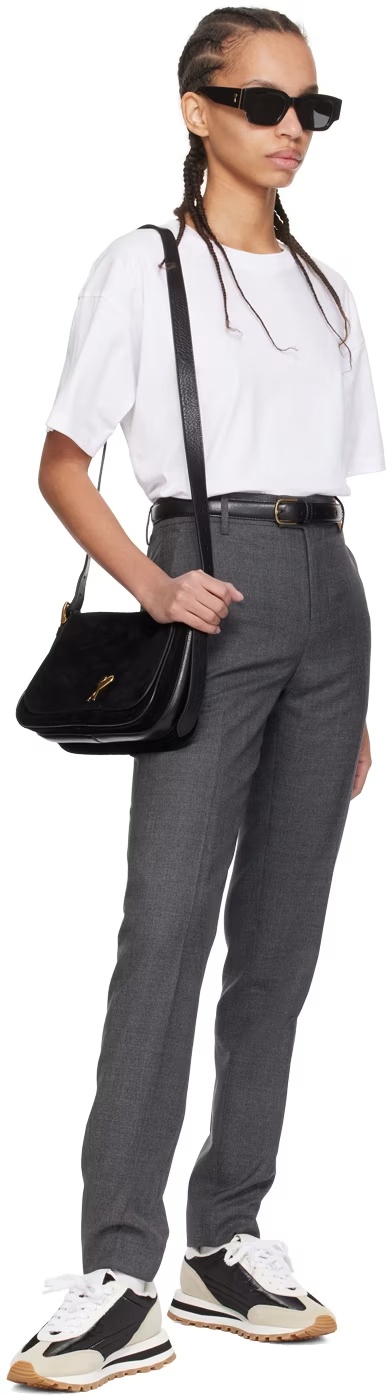Ami Alexandre Mattiussi Logo Wool Casual Pants In Black