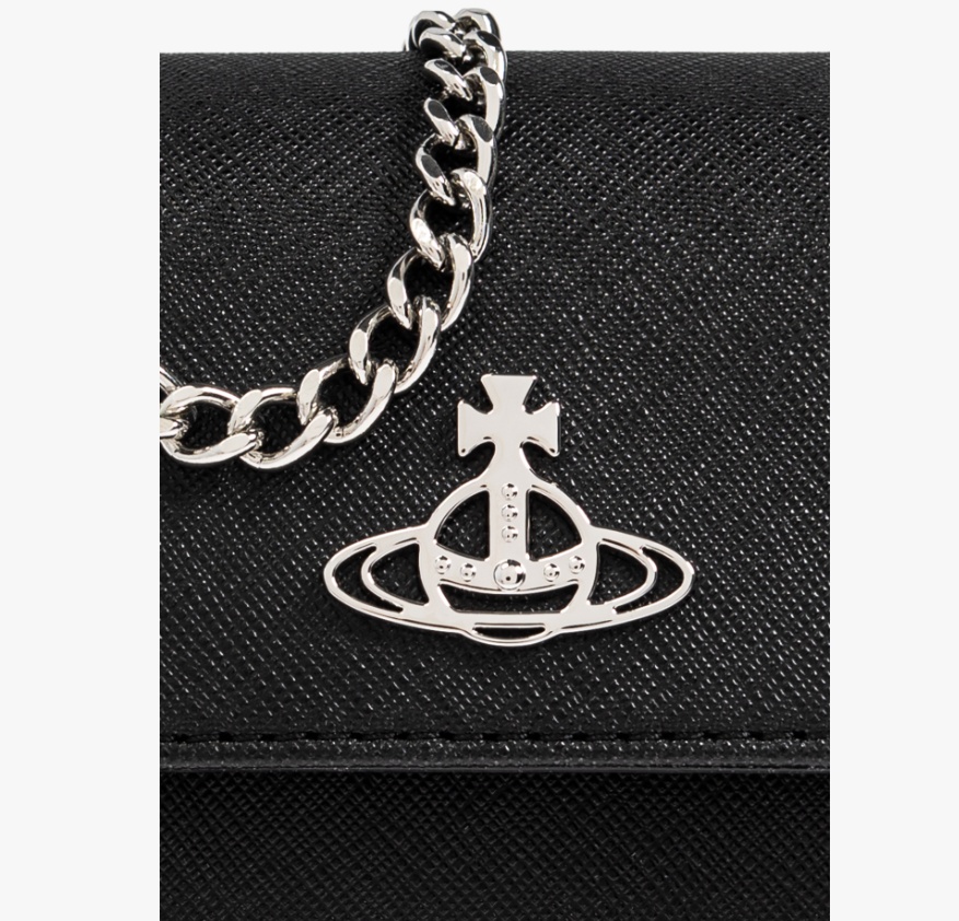 Vivienne Westwood Textured Black Handbag With Chain Strap