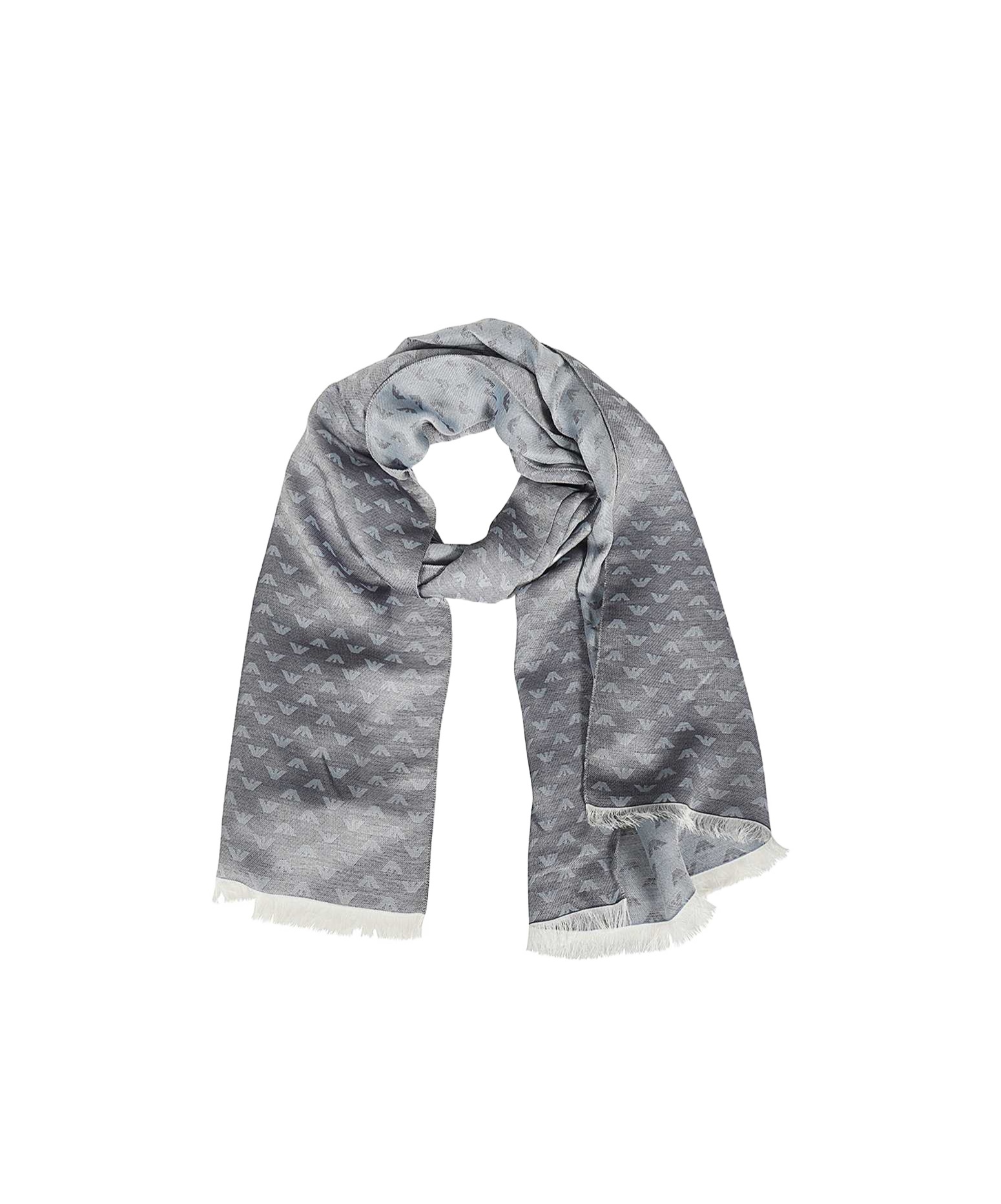 Emporio Armani Logo Monogram Jacquard Scarf In Gray