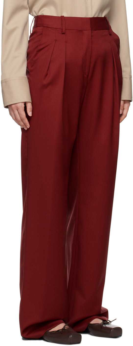 Loulou Studio Casual Pants With Belt Loops In Red